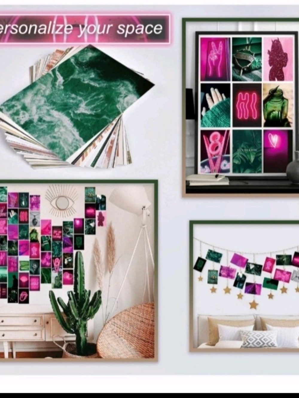NWOT 50pcs Photo Wall Collage Double Sided Slytherin & Pink Cards Teen Decor